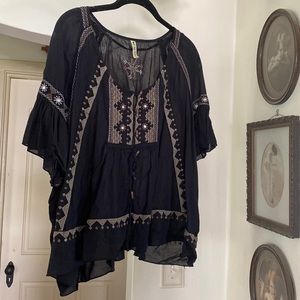 Free People Black tie front top - size S